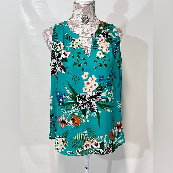 VIOLET & CLAIRE Teal floral sleeveless blouse size M. - Picture 3 of 11